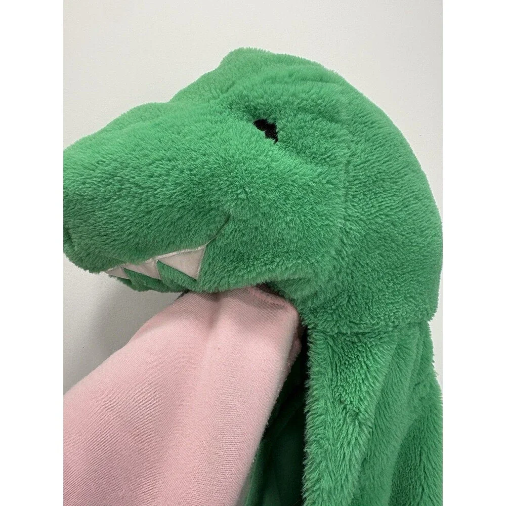 Pillowfort T Rex Dinosaur Blanket Plush Hooded Hand Pocket Green Warm Soft 40x50
